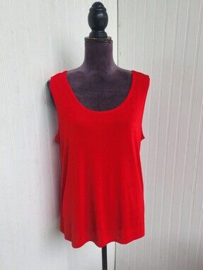 ACW Design Slinky Scoop Neck Tank Top Ribbed Stretch Sleeveless Red Sz XL
